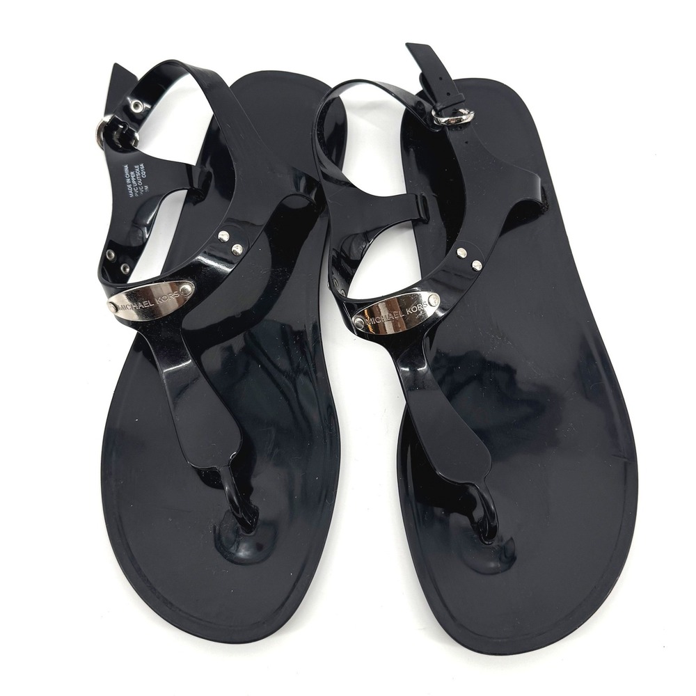 Michael Kors Jelly Sandals Women 10 Black Designer Casual Beachwear Minimalist
